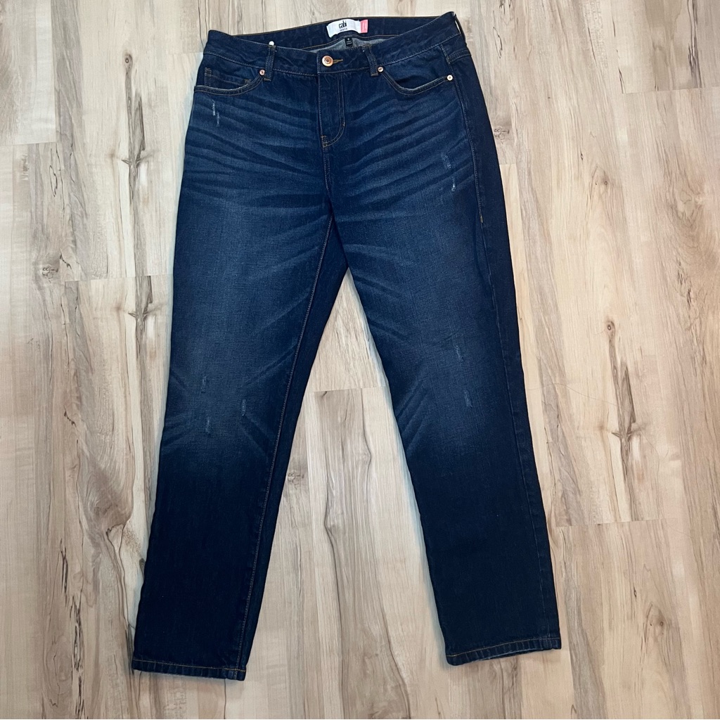 Cabi Malibu Jeans 100% Cotton Dark Womens 8 Relaxed Fit Tapered Legs